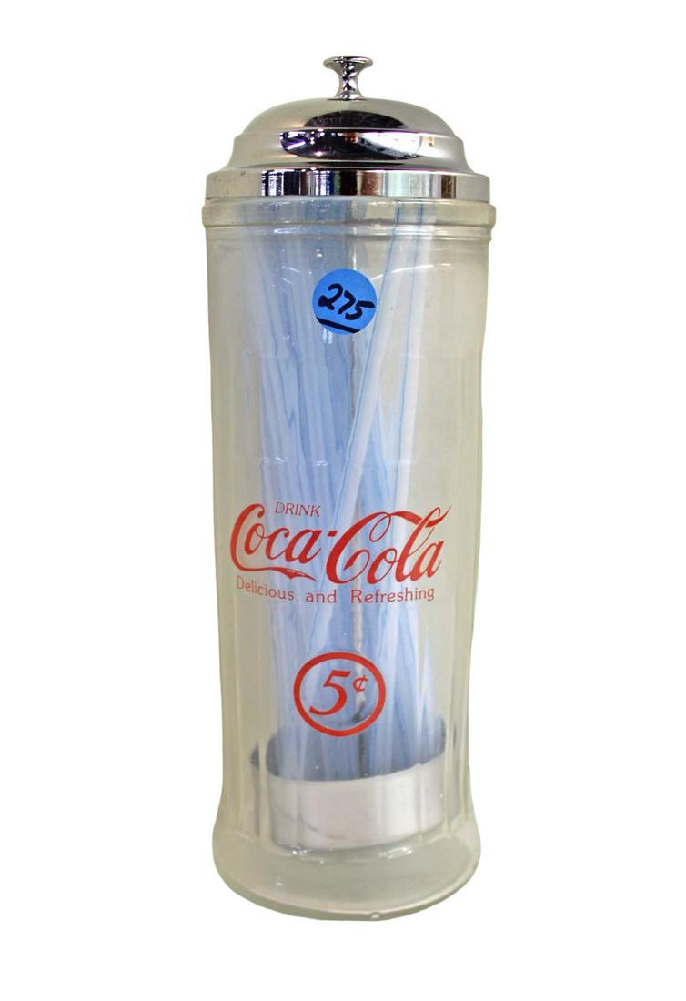 Vintage advertisement Coca-Cola glass straw holder (1 of 4)
