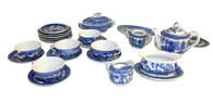 25pc Vintage Asian blue and white miniature Tea set