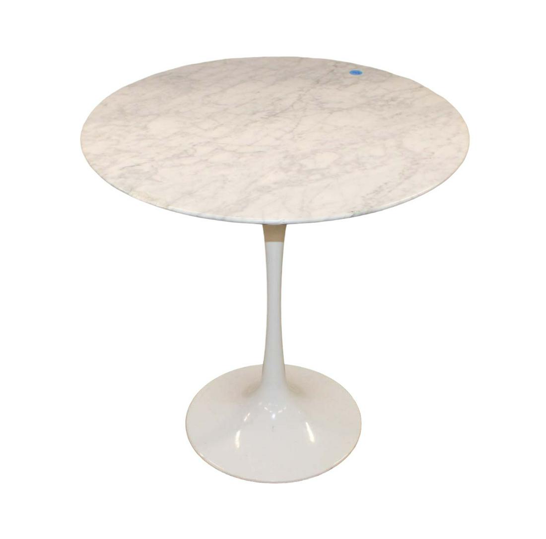 Knowles style modern marble top tulip table, has chip on edge (1 of 5)