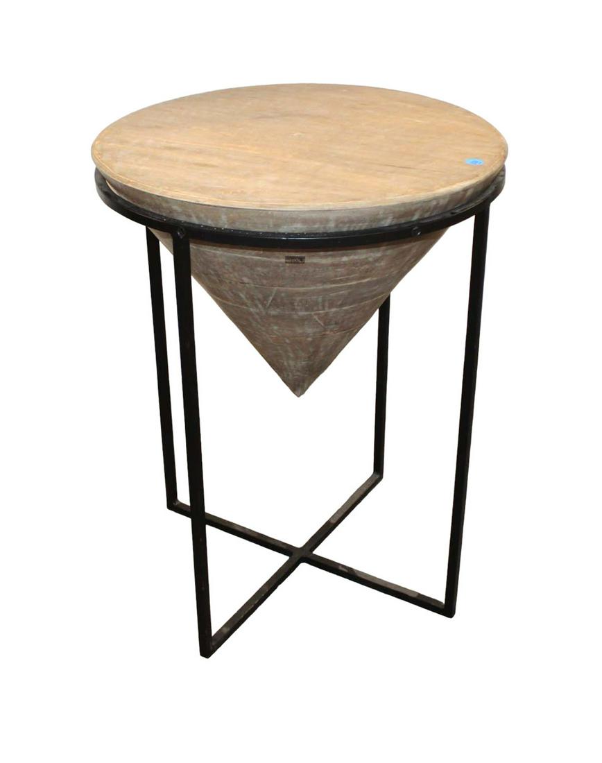 Iron base wooden cone lamp table (1 of 4)
