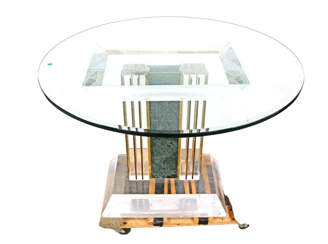 Vintage ultra modern 42" diameter glass top and lucite base center table (1 of 4)