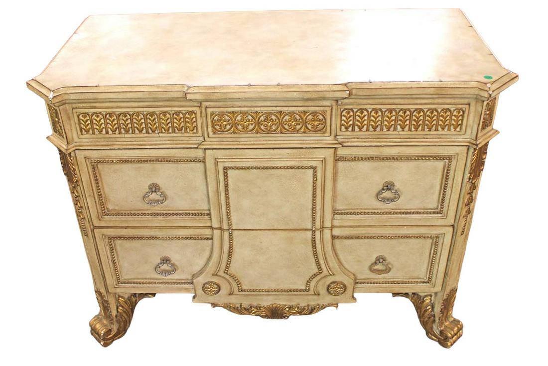 Pulasky contemporary designer decorator 2 drawer chest in the off white and gold colors (1 of 4)