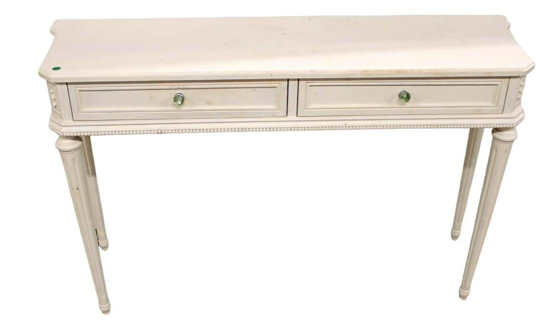 Contemporary white painted two drawer console table (1 of 4)