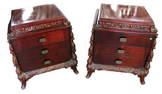 Williamsport Furniture pair of semi antique highly carved chinese chippendale style burl mahogany 3