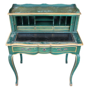 Neoclassic Leather Top Bronze Mounted Tambour Door Table Neoclassic Leather Top Bronze Mounted Tambour Door Table