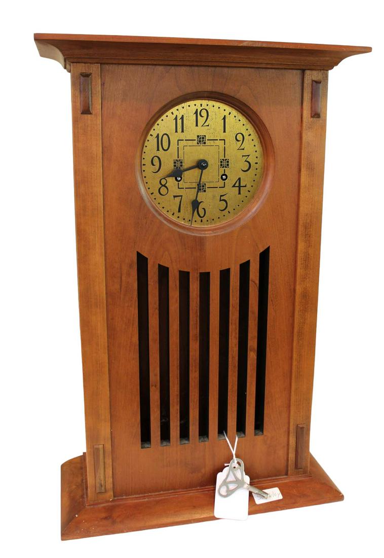 Stickley Working Solid Cherry Mission Mantle Clock With Key And