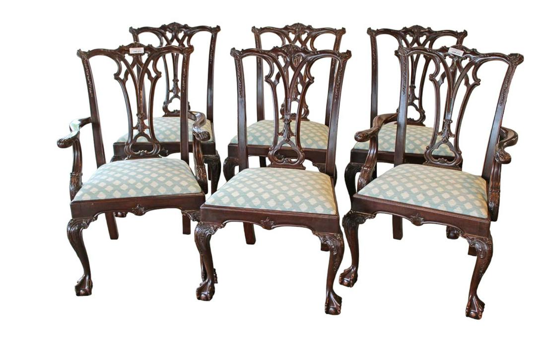 Set of 6 solid mahogany chippendale style dining room chairs (1 of 7)