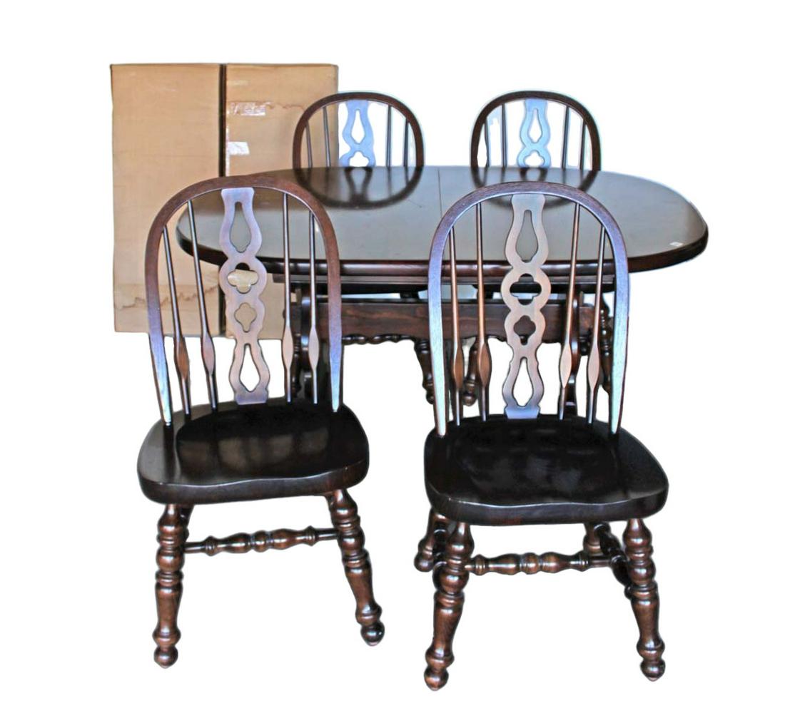 Ethan Allen vintage pine 5pc. dining room set: table with 4 chairs and (2) 15" leaves (1 of 7)