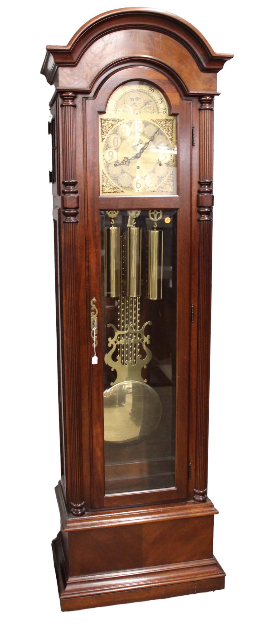 Ethan Allen Cherry Tall Case Grandfather Clock, Complete With Weights