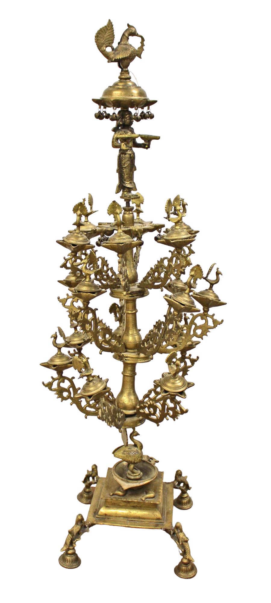 Asian bronze oil lamp: believed to be 19th to Early 20th Century, South to South East Asia bronze (1 of 6)