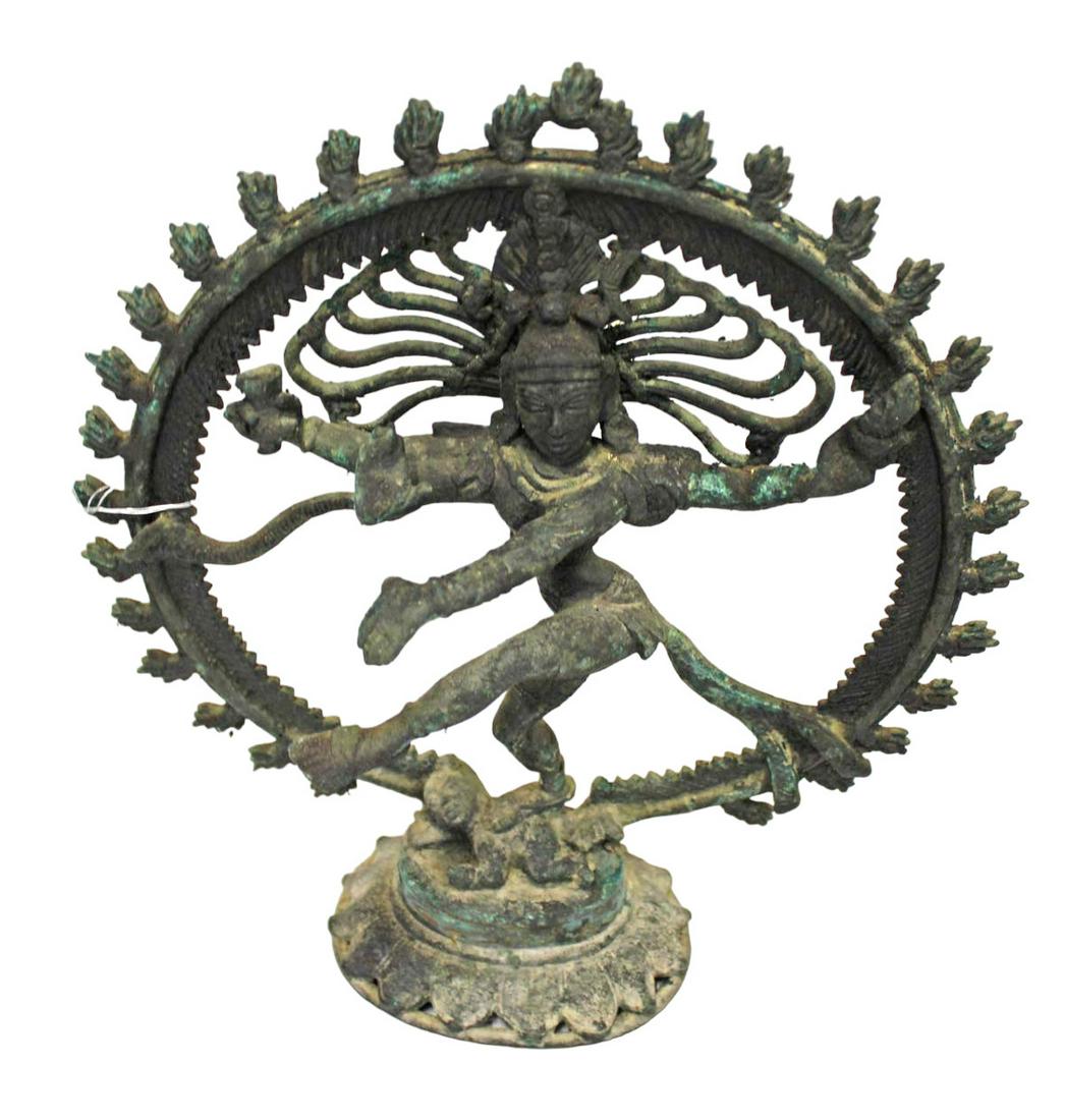 Asian bronze 4 armed Shiva Deity statue: believed to be 19th to Early 20th Century, South to South (1 of 4)
