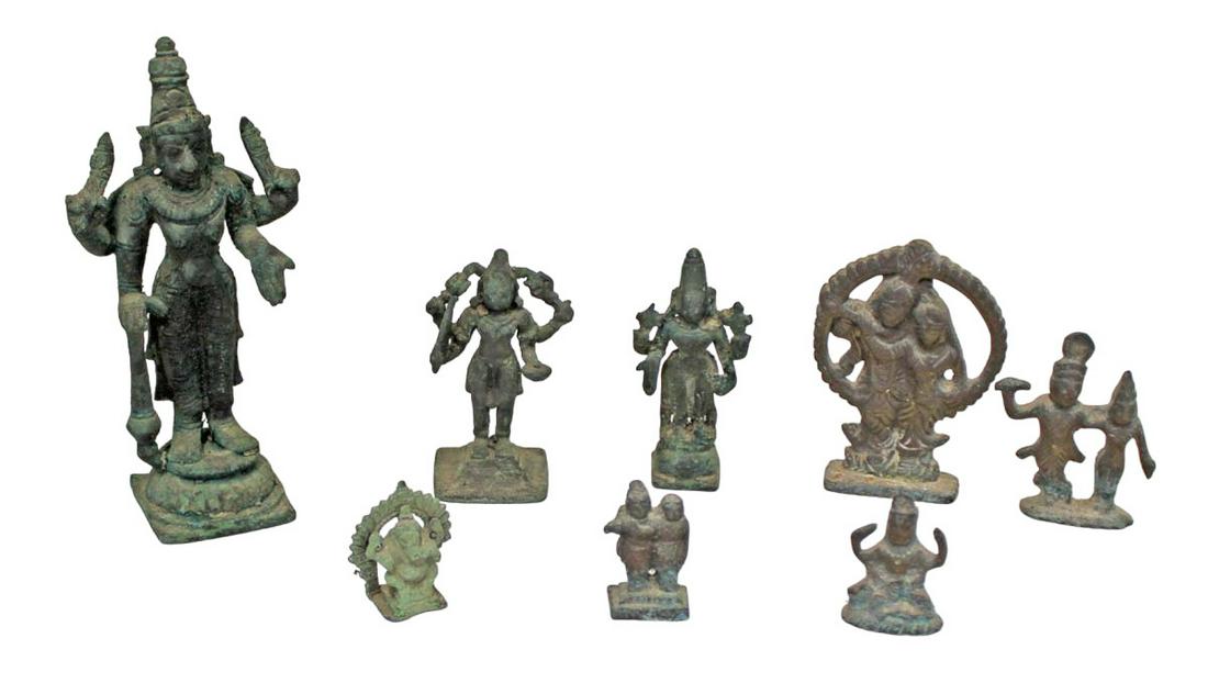 Asian 8 miniature bronze figures: Believed to be 19th to Early 20th Century, South to South East (1 of 4)