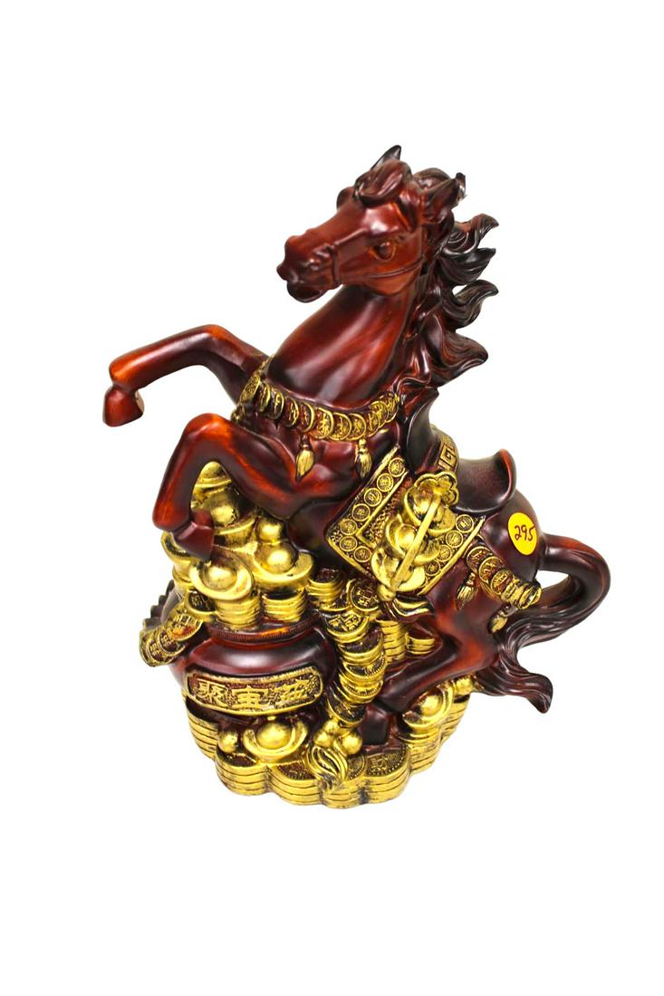 Wooden Asian horse rearing up statue, 9"l x 4"w x 12"h: Wooden Asian horse rearing up statue, 9"l x 4"w x 12"h