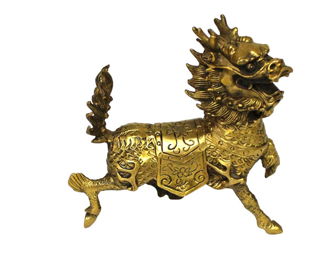Brass Asian foo dog, 6"l x 2"w x 5"h (1 of 3)