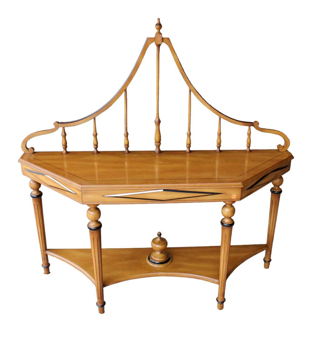 Vintage sofa console table, walnut, high back gallery, decorator (1 of 3)