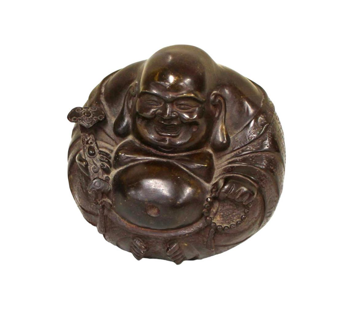 Asian bronze Buddha signed,Believed to be 19th to Early 20th Century, South to South East, 6"dia. X (1 of 3)