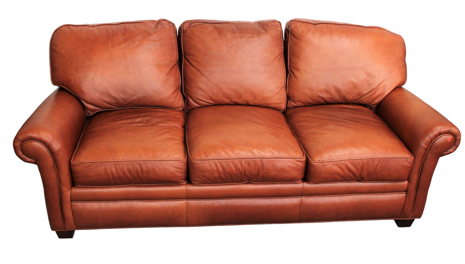 Hancock and Moore quality premium leather 3 cushion sofa in like new condition (1 of 6)