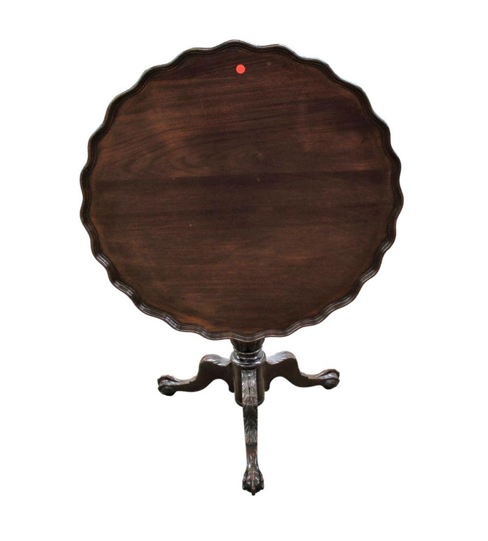 Vintage 32" pie crust tilt  top table, carved solid mahogany with ball and claw feet (1 of 5)