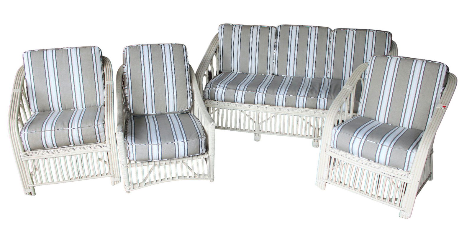 Vintage 4pc wicker rattan patio set, like new quality cushions (1 of 8)