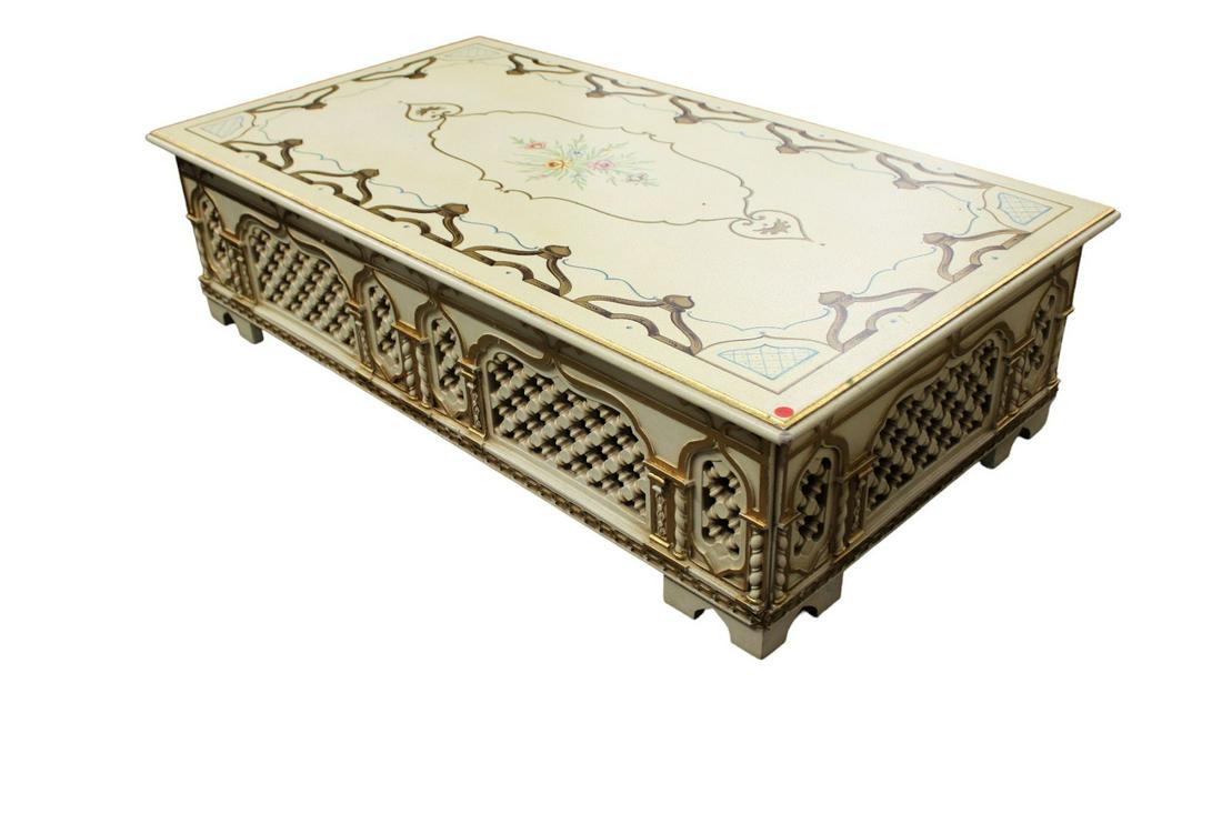 Nice Morocco Asian design coffee table, paint decorated, pierce carved (1 of 3)