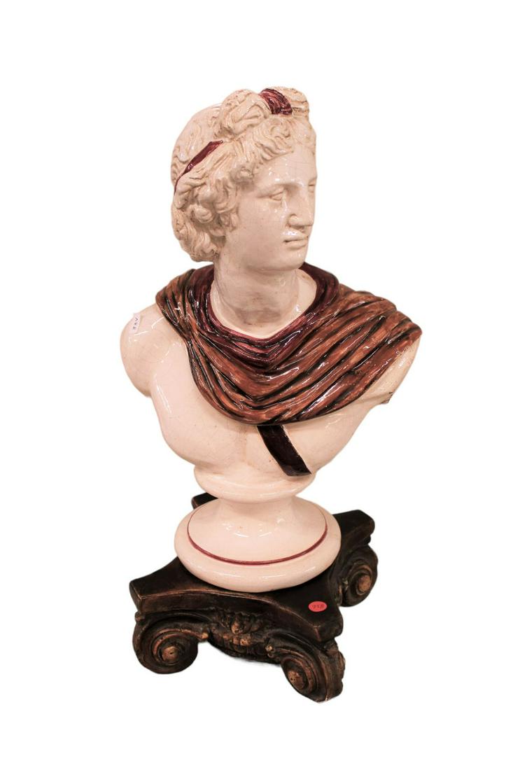 Italian 2pc porcelain bust on platform base, 25"h x 13"w x 11"d (1 of 3)