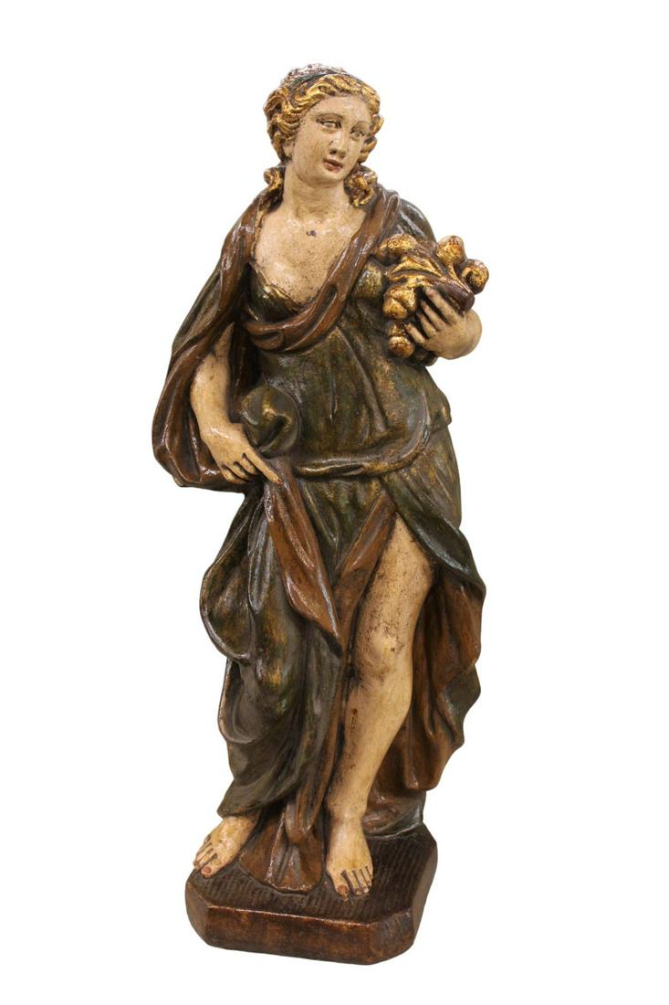 Italian statue of woman made out of composition, 36"h x 13"w x 11"d (1 of 3)