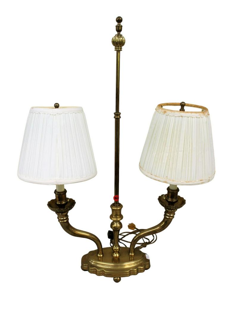 Quality brass 2 burner student lamp, 28"h x 20"w (1 of 2)