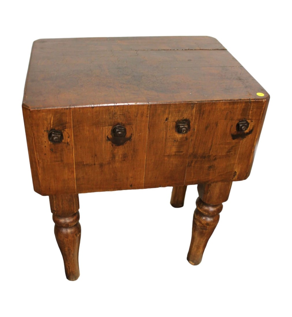 Antique butcher block, nice size, in good condition, structurally sound,  24"x 18"d x 29"h (1 of 5)