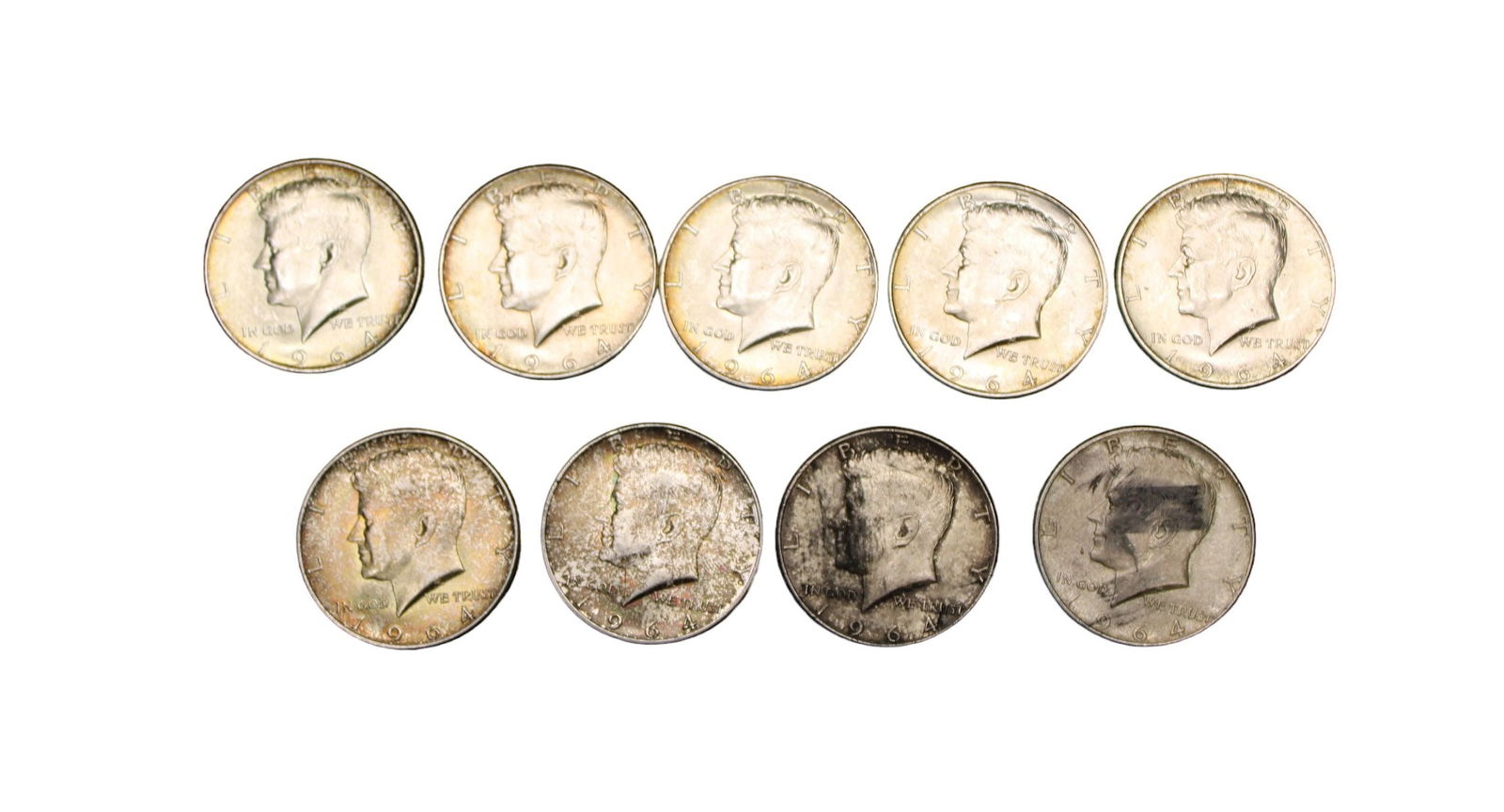 (9) 1964 US silver Kennedy half dollars (1 of 3)