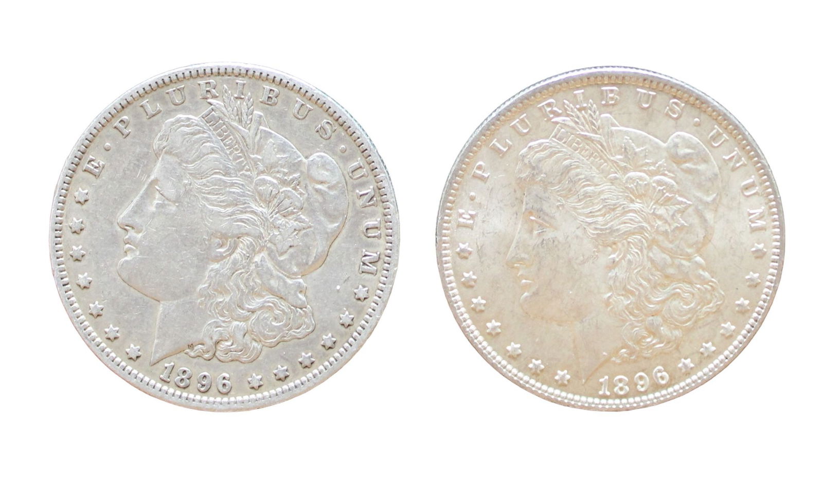 2 US Morgan silver dollars 1896, 1896-O (1 of 3)