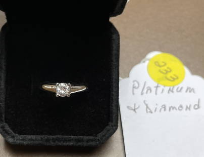 Platinum and diamond solitaire ring .30ct, size 6: Platinum and diamond solitaire ring .30ct, size 6