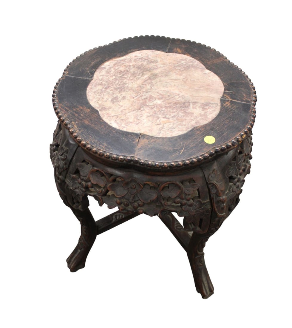 Antique Asian hardwood marble top table (1 of 4)