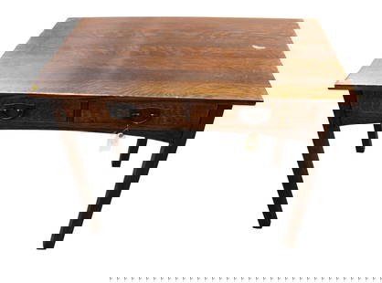Stickley mission oak 2 drawer desk: Stickley mission oak 2 drawer desk does have some finish wear, structurally sound, 38"l x 24"d x 30"h