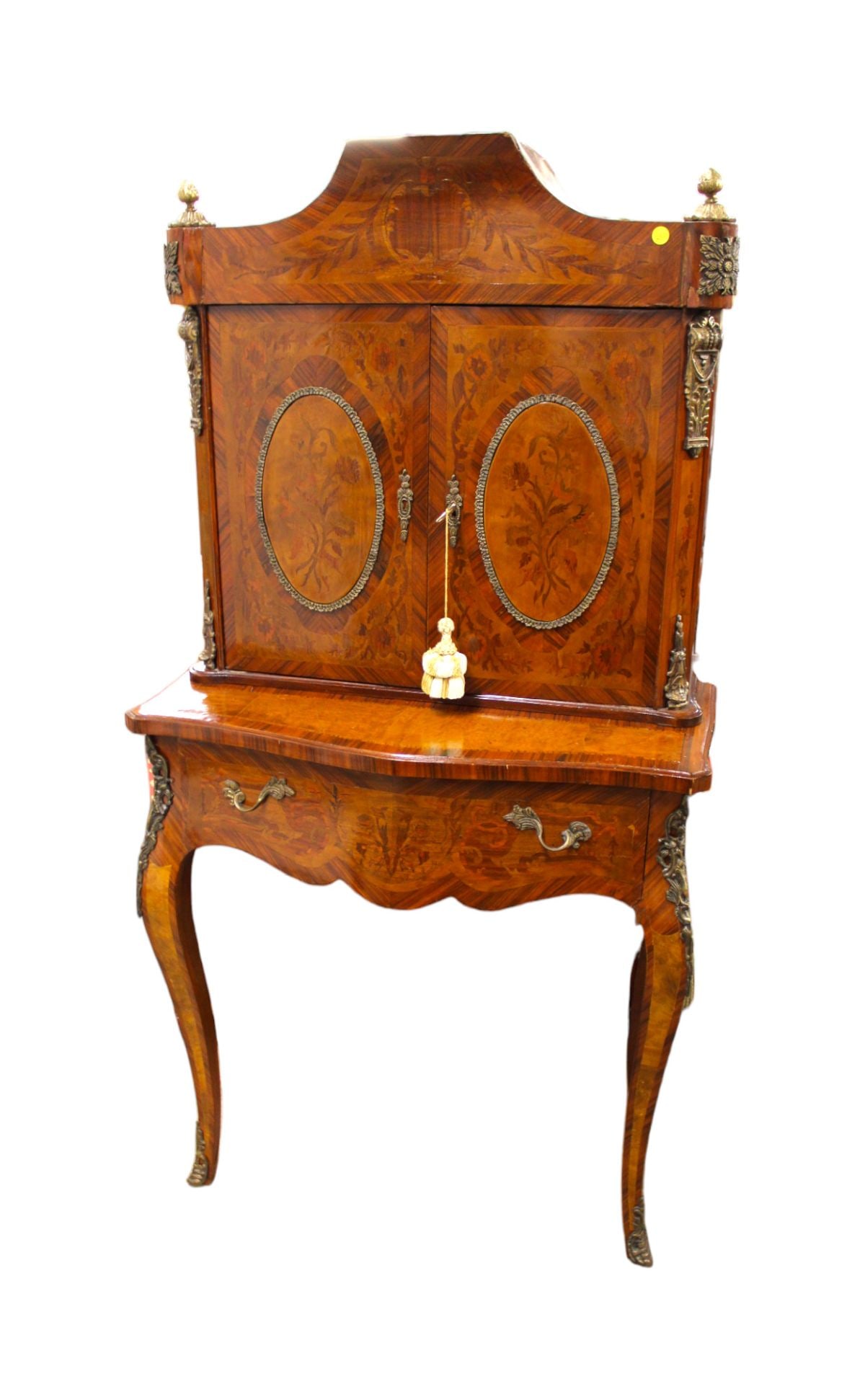 2pc french style side cabinet with inlay and applied bronze (1 of 6)