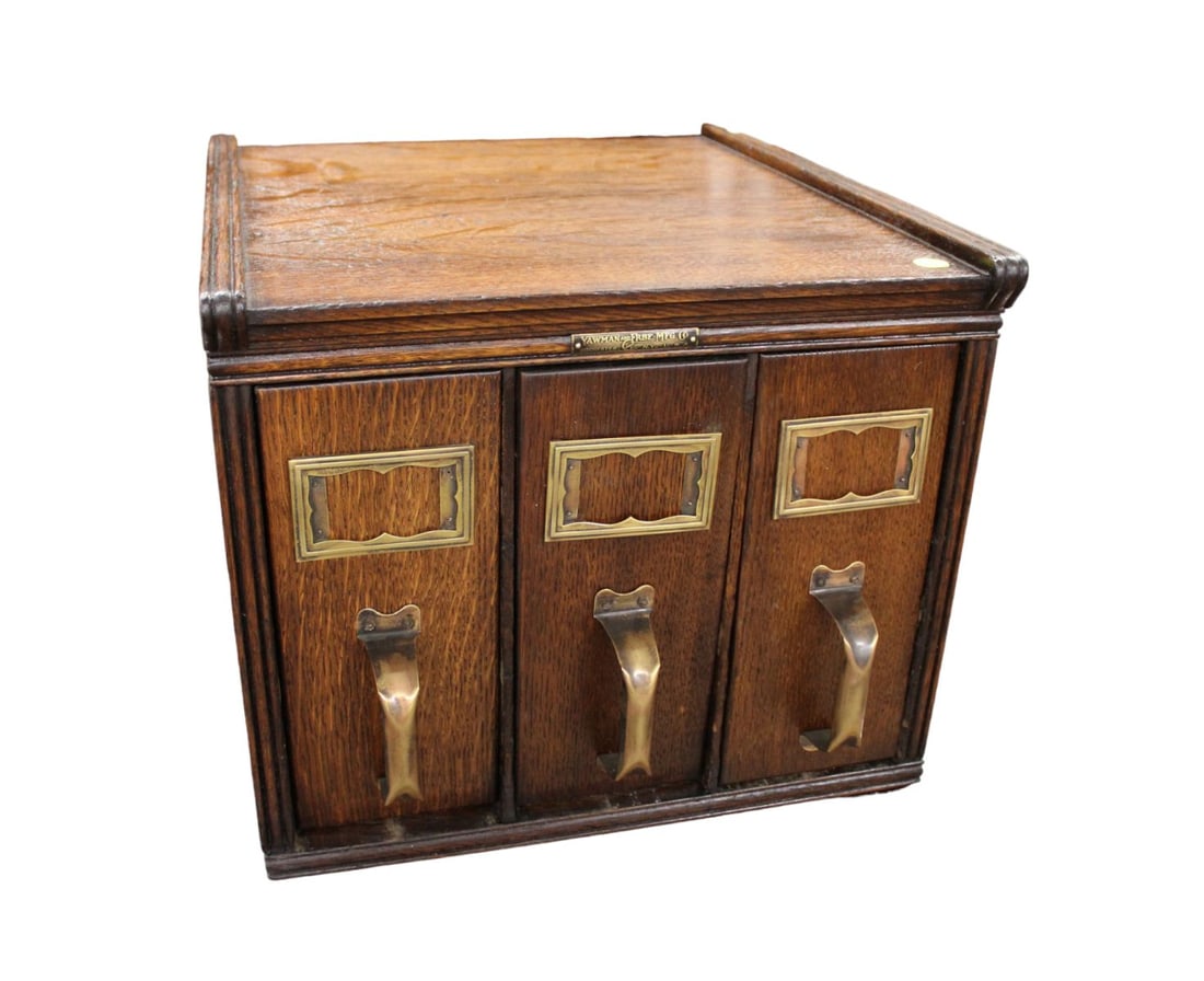 Yawman & Erbe Oak Document File Transfer Case Cabinet, Antique, One ...