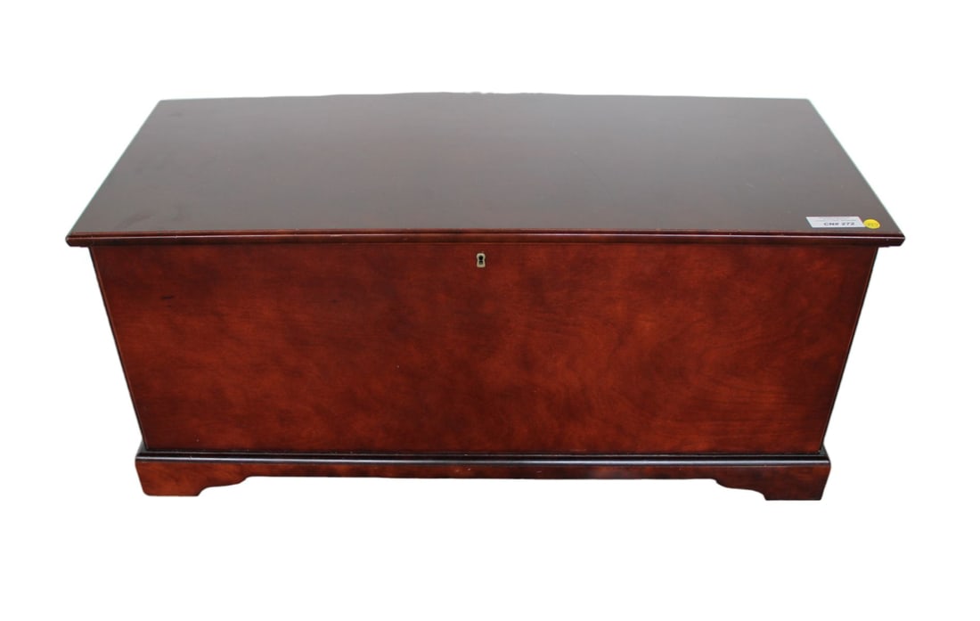Modern burl mahogany cedar chest (1 of 4)