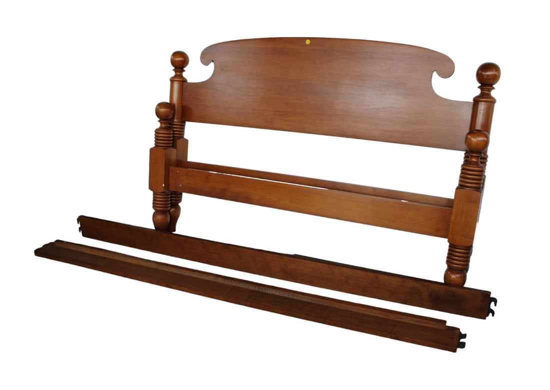 Full size cannon ball bed with rails, solid maple (1 of 2)