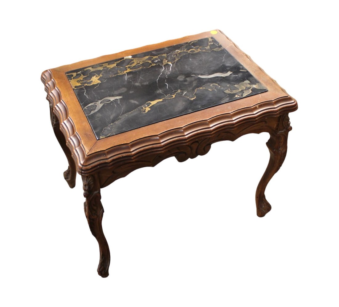 Antique walnut marble inserted lamp table (1 of 3)