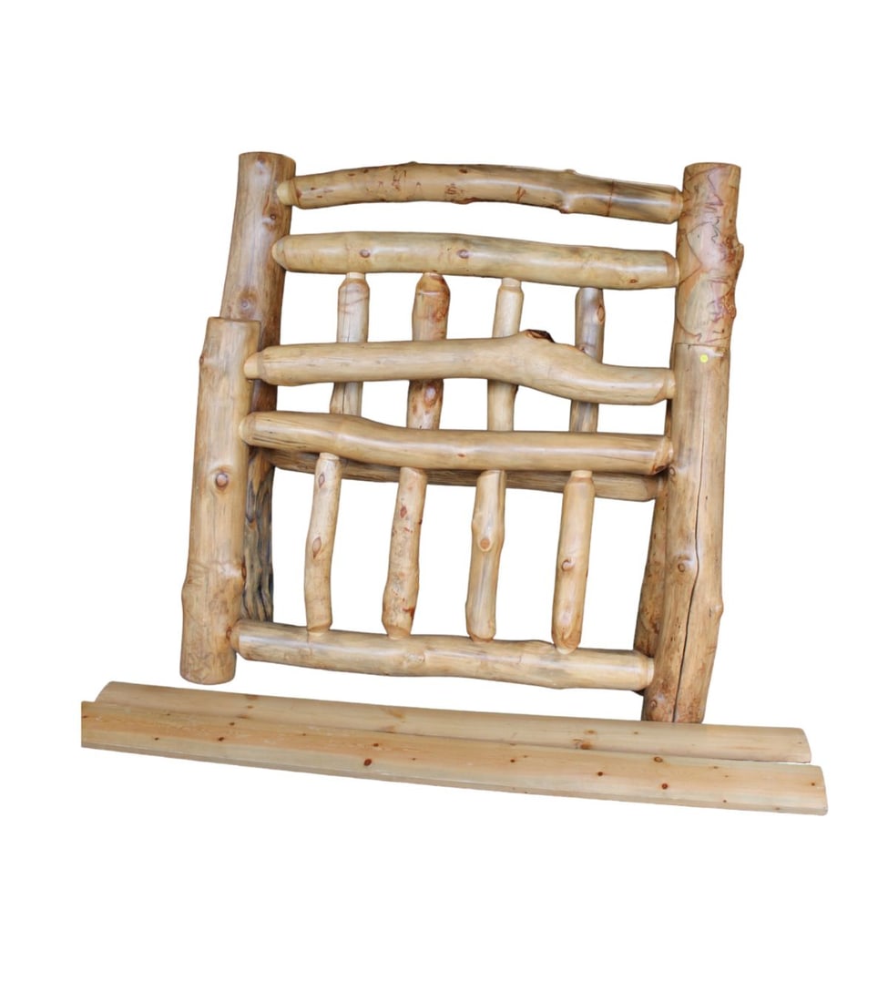 Cool rustic handmade from trees Adirondack style full size bed with bolt in rails (1 of 5)