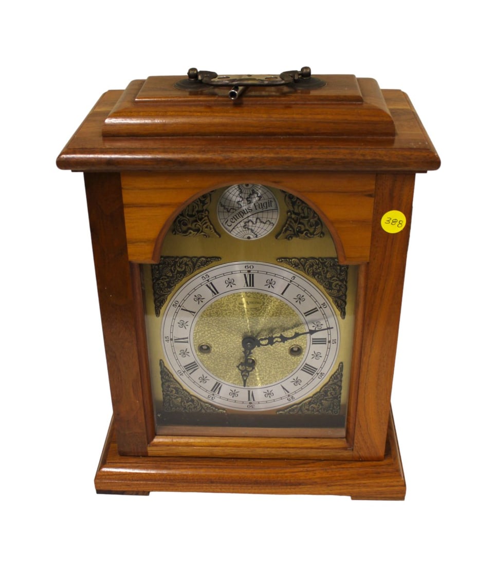 Viking cherry cased mantle clock with key (1 of 6)