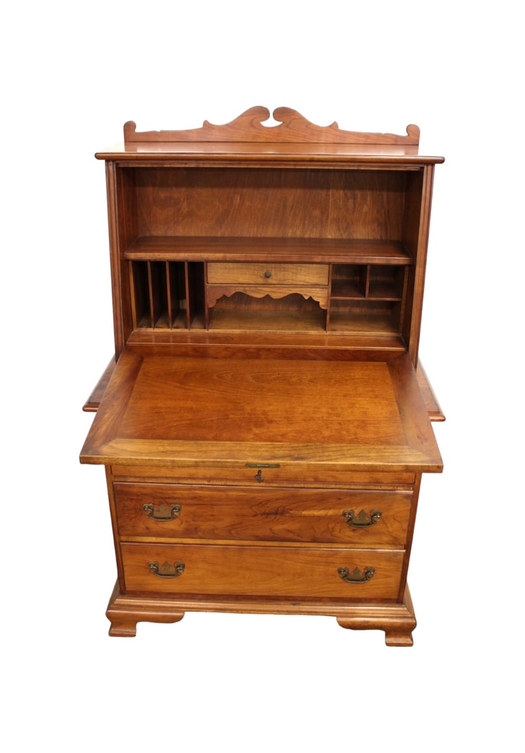 Vintage Stickley solid cherry fall front desk with 3 drawer base, original finish (1 of 8)