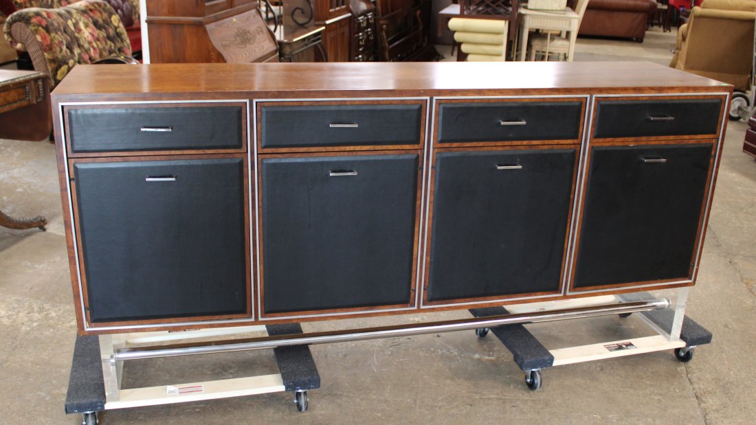 MCM John Stewart Inc. Grand Rapids New York Lucite Base, Walnut Top, Leather Front Accents (1 of 9)