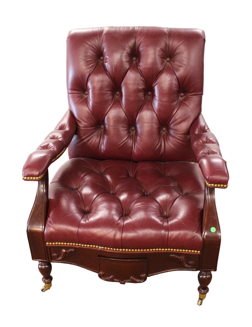 Hancock and Moore leather cigar chair with hidden drawer (1 of 6)