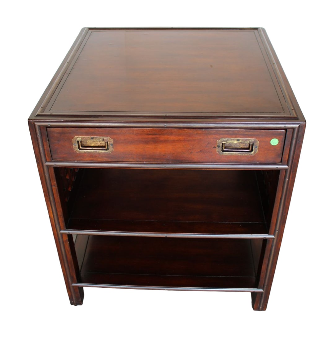 Vintage campaign style lamp table, solid mahogany (1 of 4)