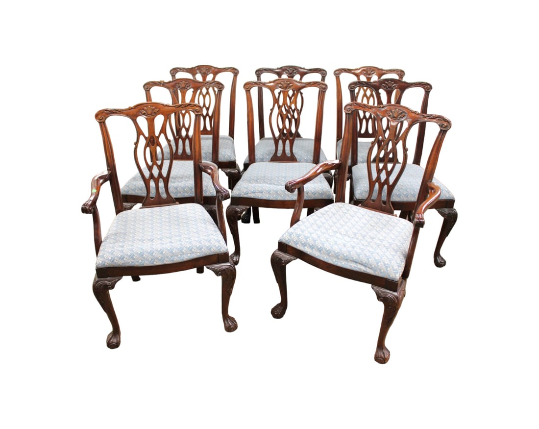 8 PA House dining chairs, mahogany, Chippendale, ball and claw (1 of 6)