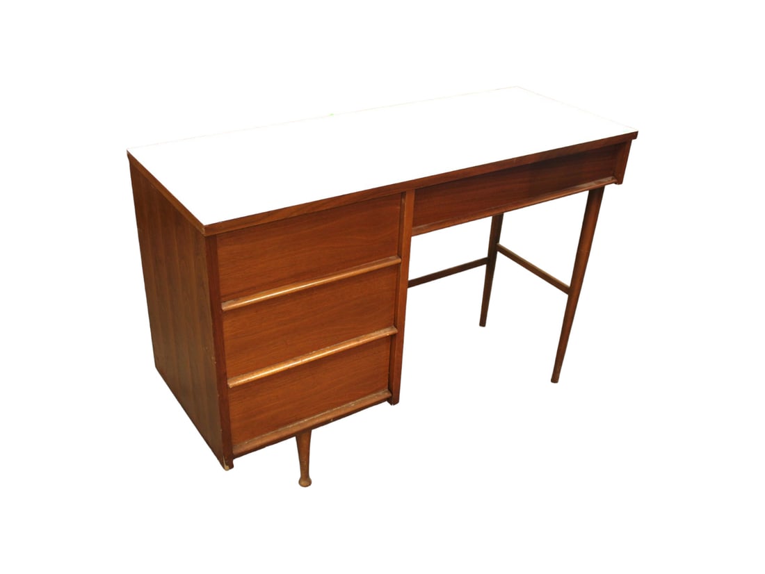 MCM walnut desk with white laminate top (1 of 4)