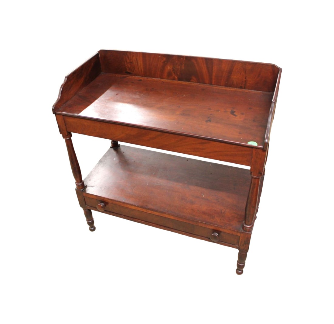 Antique washstand work table with burl dovetailed gallery, mahogany (1 of 5)