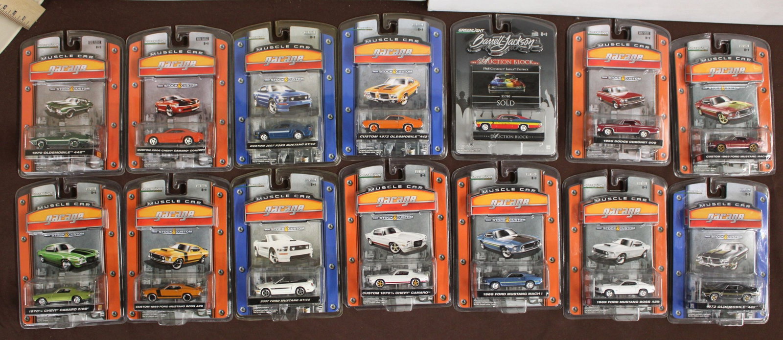 14 total: 13 Green Light Muscle Car Garage, 1 Barrett-Jackson, unopened: 14 total: 13 Green Light Muscle Car Garage, 1 Barrett-Jackson, unopened