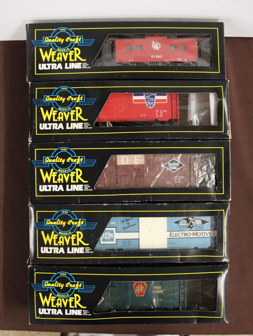 5 Weaver Box Cars, Pennsylvania Steel Sided Box Car 3-Rail #U3504, EMD PS1 40' Box Car 3-Rail #60, (1 of 2)