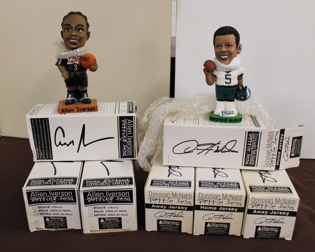 7 Bobble Heads: 4 Donovan McNabb, 3 Allen Iverson, new in boxes (1 of 2)